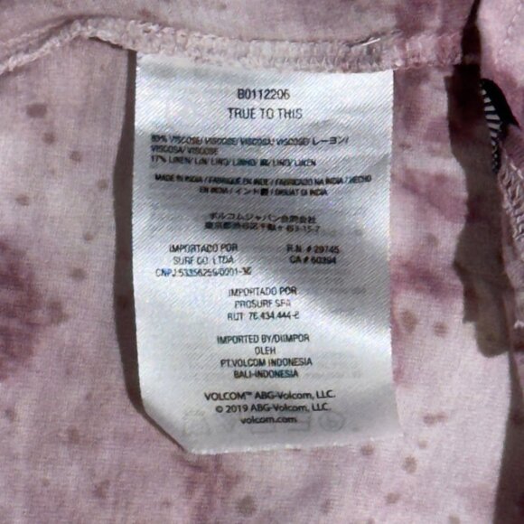 Volcom Women's T-Shirt Size X-Small Pink Tie-Dye Short Sleeve Crew Neck XSM Tee - Picture 7 of 8